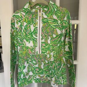 Lilly Pulitzer Popover women’s size medium M green pink elephant print